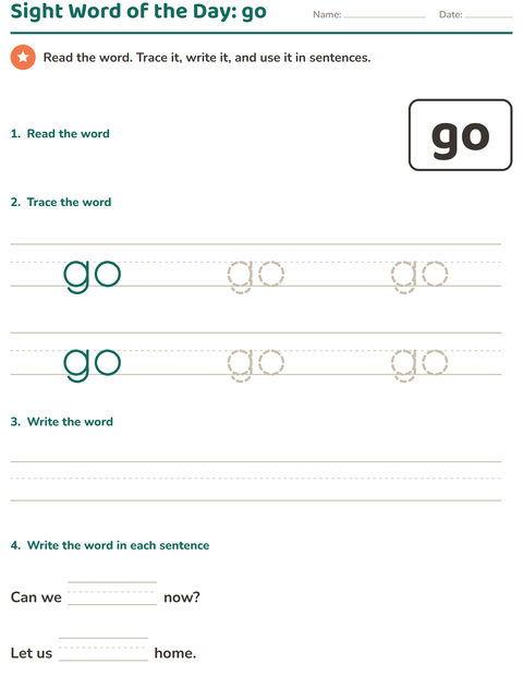 Preview of Sight Words worksheet for kindergarten