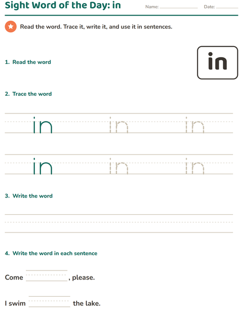Preview of Sight Words worksheet for kindergarten