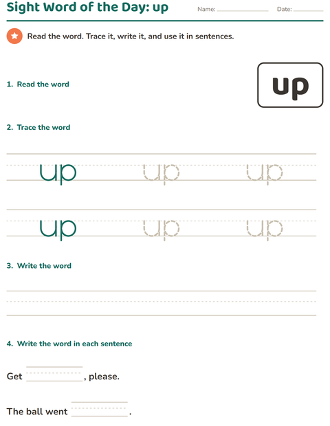 Preview of Sight Words worksheet for kindergarten