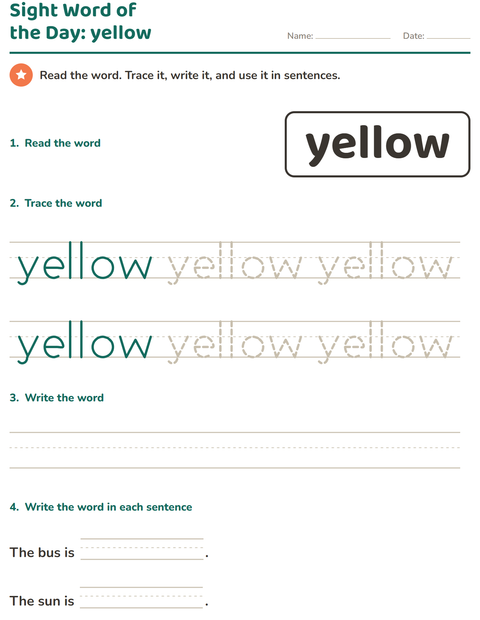 Preview of Sight Words worksheet for kindergarten