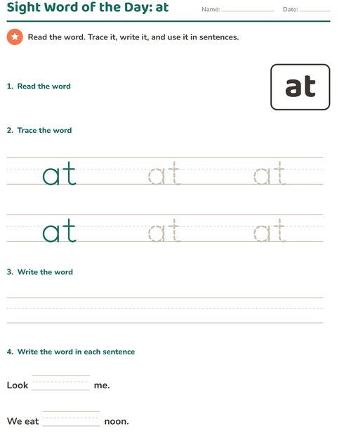 Preview of Sight Words worksheet for kindergarten