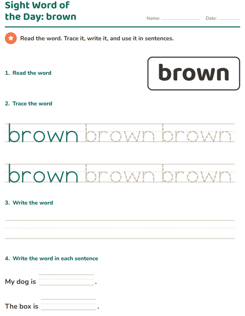 Preview of Sight Words worksheet for kindergarten