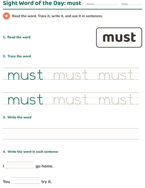 Preview of Sight Words worksheet for kindergarten