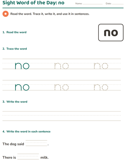 Preview of Sight Words worksheet for kindergarten