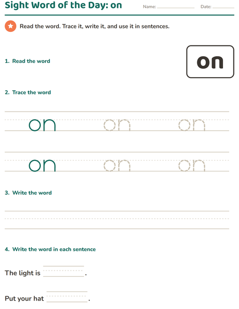 Preview of Sight Words worksheet for kindergarten