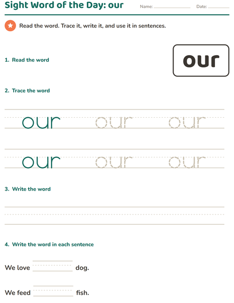 Preview of Sight Words worksheet for kindergarten