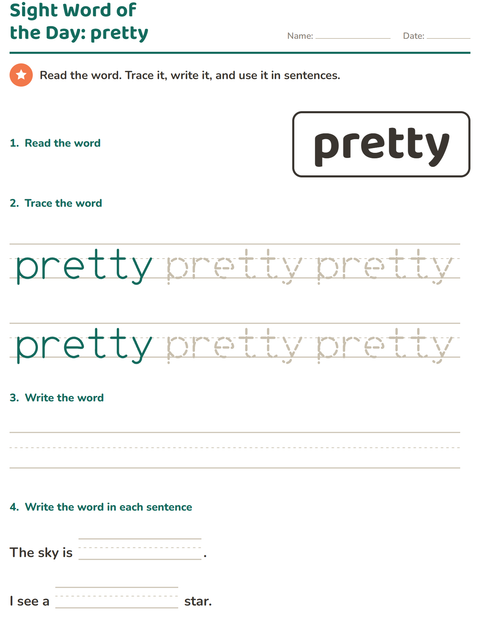 Preview of Sight Words worksheet for kindergarten