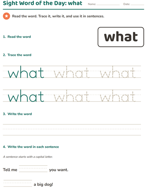 Preview of Sight Words worksheet for kindergarten