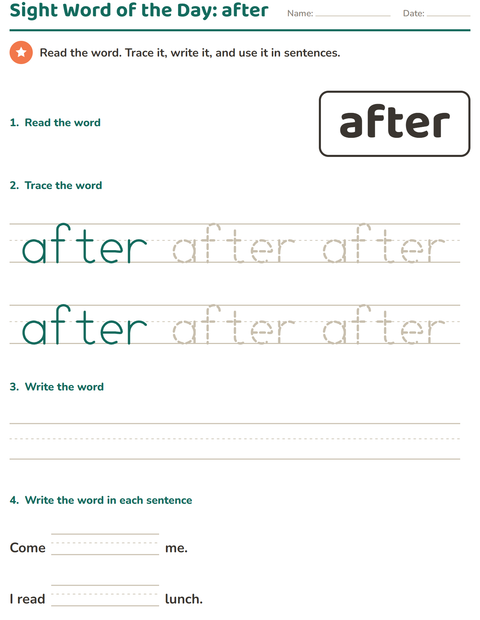 Preview of Sight Words worksheet for kindergarten