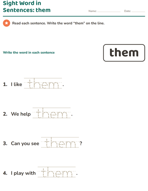 Preview of Sight Words worksheet for kindergarten