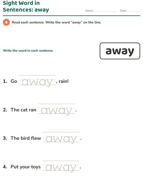 Preview of Sight Words worksheet for kindergarten