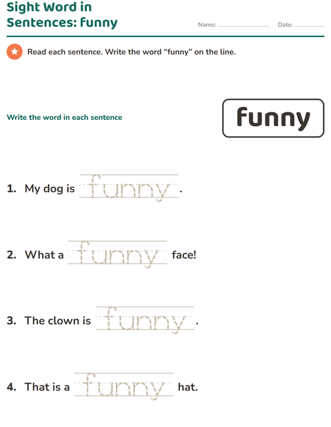 Preview of Sight Words worksheet for kindergarten