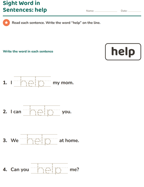 Preview of Sight Words worksheet for kindergarten