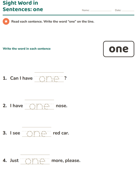 Preview of Sight Words worksheet for kindergarten