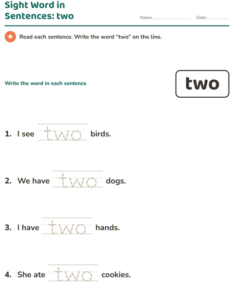 Preview of Sight Words worksheet for kindergarten