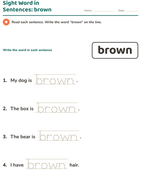 Preview of Sight Words worksheet for kindergarten