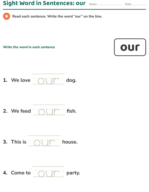 Preview of Sight Words worksheet for kindergarten