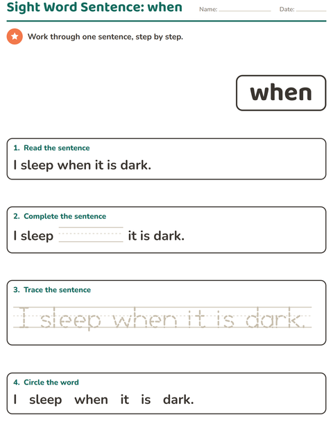 Preview of Sight Words worksheet for kindergarten