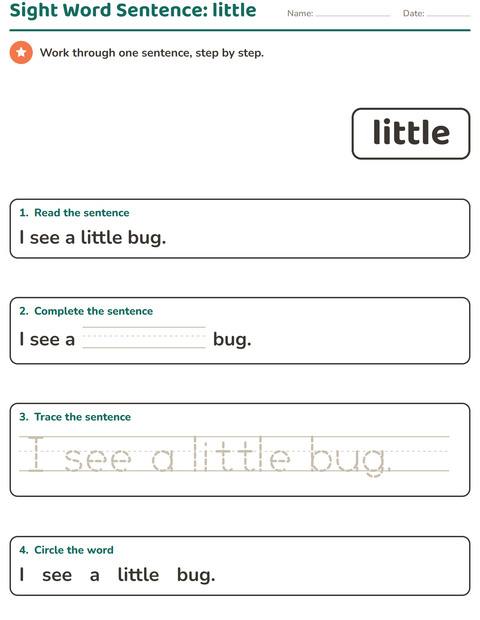 Preview of Sight Words worksheet for kindergarten