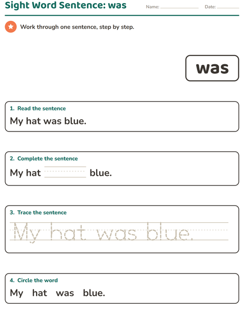 Preview of Sight Words worksheet for kindergarten