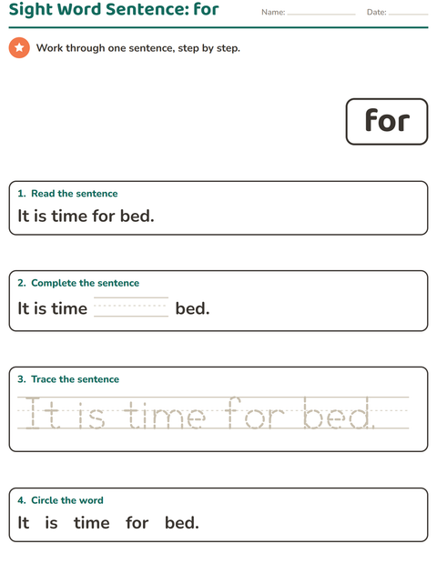 Preview of Sight Words worksheet for kindergarten