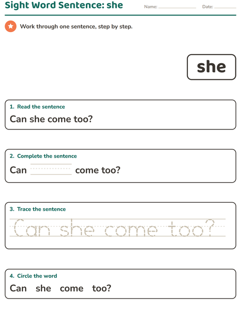 Preview of Sight Words worksheet for kindergarten