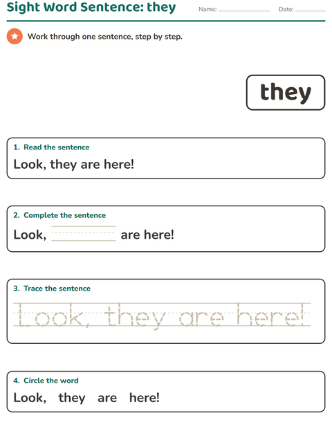 Preview of Sight Words worksheet for kindergarten