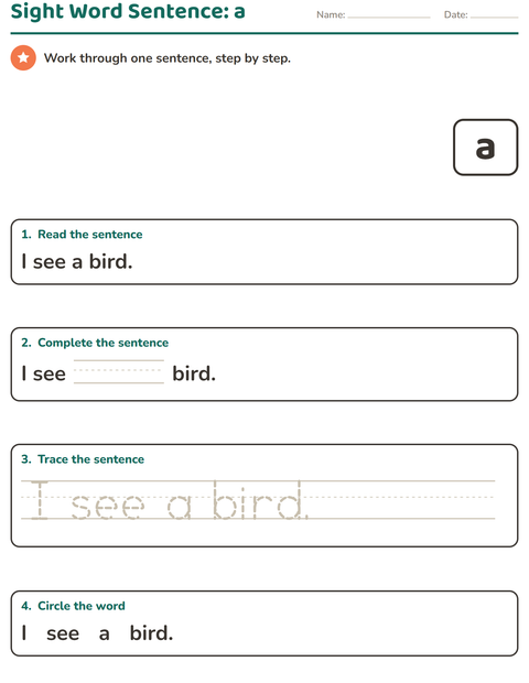Preview of Sight Words worksheet for kindergarten