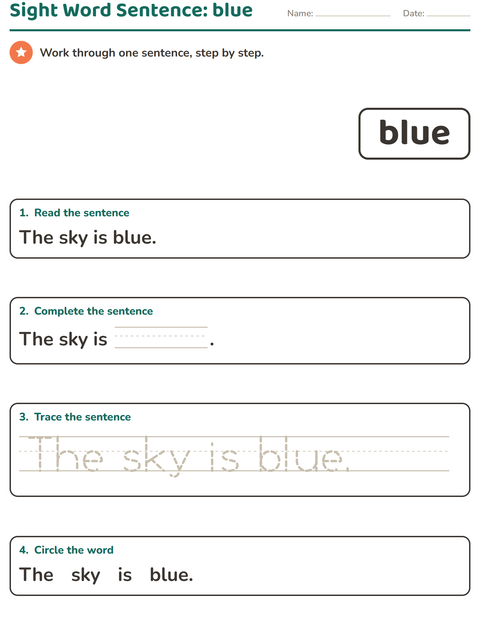 Preview of Sight Words worksheet for kindergarten