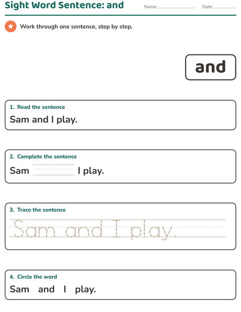 Preview of Sight Words worksheet for kindergarten