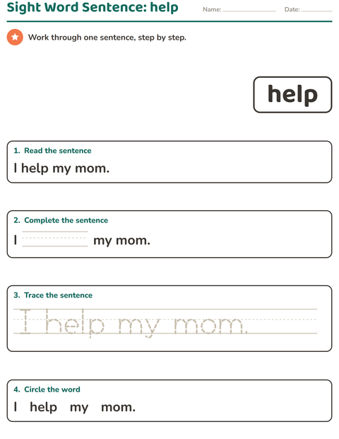 Preview of Sight Words worksheet for kindergarten