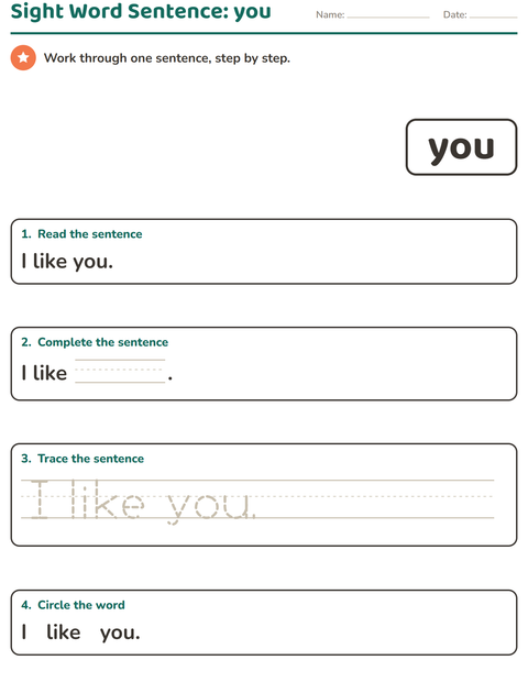 Preview of Sight Words worksheet for kindergarten