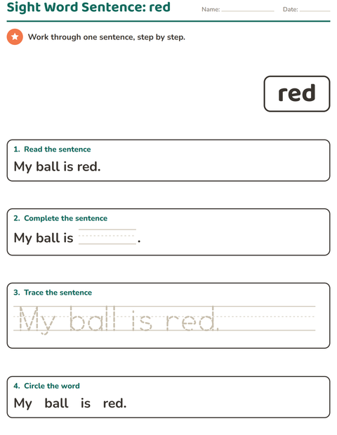 Preview of Sight Words worksheet for kindergarten