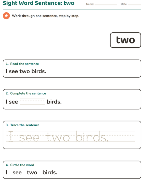 Preview of Sight Words worksheet for kindergarten