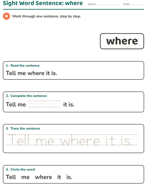 Preview of Sight Words worksheet for kindergarten