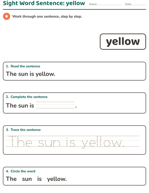 Preview of Sight Words worksheet for kindergarten