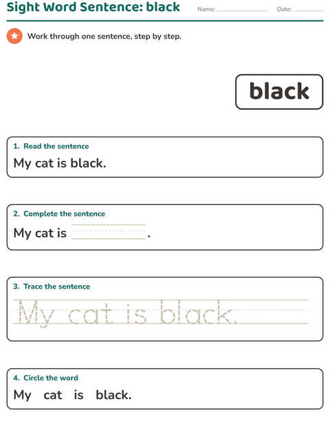 Preview of Sight Words worksheet for kindergarten