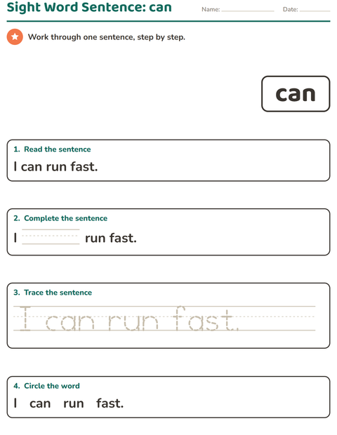 Preview of Sight Words worksheet for kindergarten