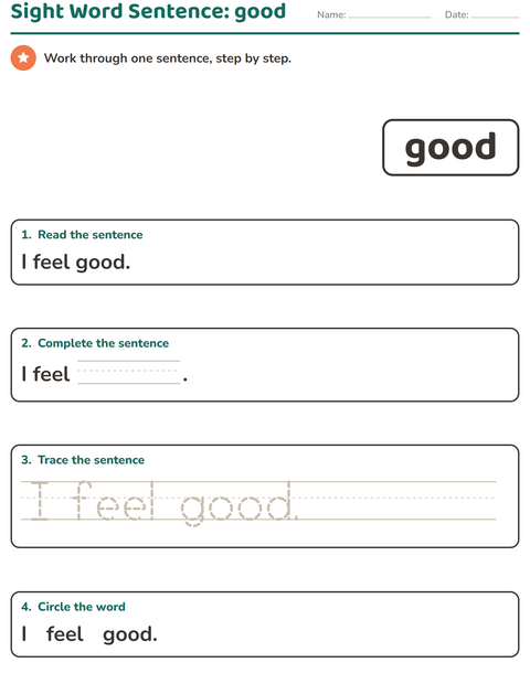 Preview of Sight Words worksheet for kindergarten