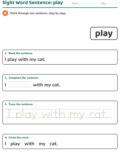 Preview of Sight Words worksheet for kindergarten
