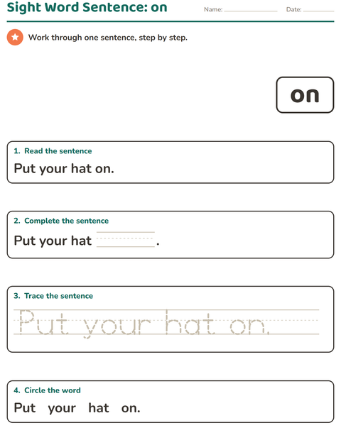 Preview of Sight Words worksheet for kindergarten