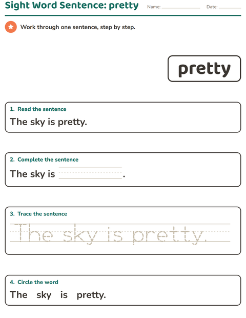 Preview of Sight Words worksheet for kindergarten