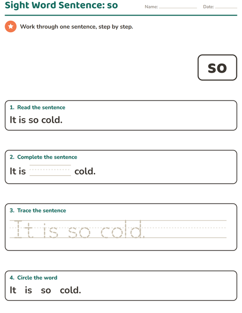 Preview of Sight Words worksheet for kindergarten