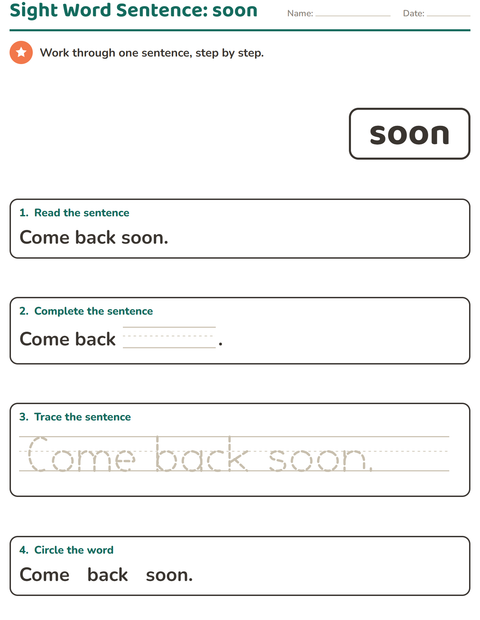 Preview of Sight Words worksheet for kindergarten