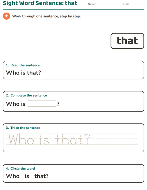 Preview of Sight Words worksheet for kindergarten
