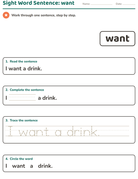 Preview of Sight Words worksheet for kindergarten