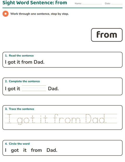 Preview of Sight Words worksheet for kindergarten
