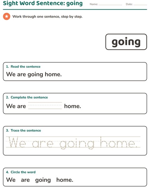 Preview of Sight Words worksheet for kindergarten