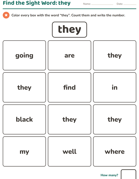 Preview of Sight Words worksheet for kindergarten