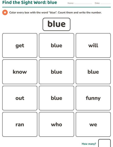 Preview of Sight Words worksheet for kindergarten